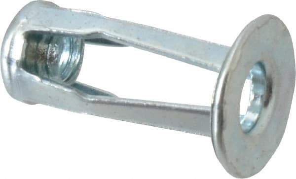 RivetKing - #10-24 UNC Thread, Clear Zinc Plated, Steel, Screwdriver Installed Rivet Nut - 0.12 to 0.16" Grip, 17/32" Flange Diam, 7/8" Long - First Tool & Supply