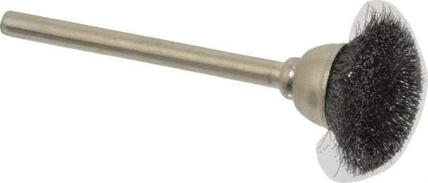 Osborn - 9/16" Diam, 1/8" Shank Straight Wire Steel Cup Brush - 0.003" Filament Diam, 25,000 Max RPM - First Tool & Supply