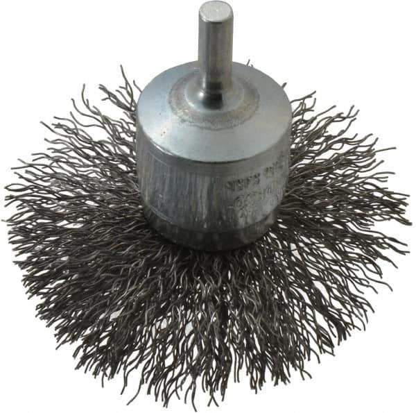 Osborn - 3" Brush Diam, Crimped, End Brush - 1/4" Diam Shank, 15,000 Max RPM - First Tool & Supply