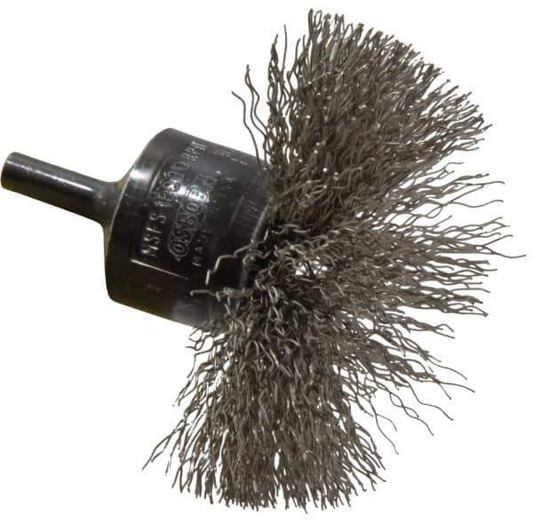 Osborn - 3" Brush Diam, Crimped, End Brush - 1/4" Diam Shank, 15,000 Max RPM - First Tool & Supply