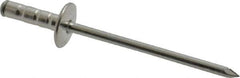 RivetKing - Size 43-44 Large Flange Head Aluminum Multi Grip Blind Rivet - Steel Mandrel, 0.156" to 1/4" Grip, 3/8" Head Diam, 0.129" to 0.133" Hole Diam, 1/2" Length Under Head, 1/8" Body Diam - First Tool & Supply