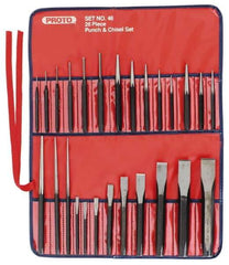 Proto - 26 Piece Punch & Chisel Set - 1/4 to 7/8" Chisel, 3/8 to 1/4" Punch, Round Shank - First Tool & Supply