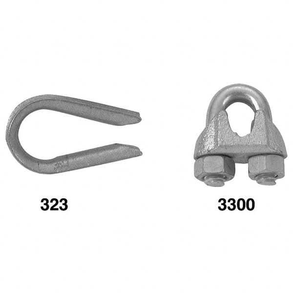 Campbell - Wire Rope Hardware & Accessories Type: Wire Rope Thimble Clip For Rope Diameter: 1/8 (Inch) - First Tool & Supply