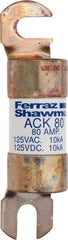 Ferraz Shawmut - 80 Amp Time Delay Round Forklift & Truck Fuse - 125VAC, 125VDC, 4.46" Long x 1" Wide, Bussman ACK80, Ferraz Shawmut ACK80 - First Tool & Supply