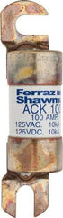 Ferraz Shawmut - 100 Amp Time Delay Round Forklift & Truck Fuse - 125VAC, 125VDC, 4.46" Long x 1" Wide, Bussman ACK100, Ferraz Shawmut ACK100 - First Tool & Supply