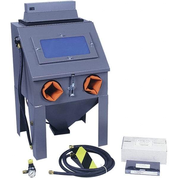 Econoline - 19" Wide x 33" High x 17" Deep Sand Blasting Cabinet - Suction Feed, 12" CFM at 80 PSI, 16" Working Height x 18 Working Width x 16" Working Depth, 18" Opening Length x 12" Wide Opening - First Tool & Supply