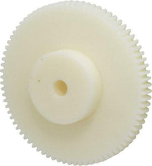 Poly Hi Solidur - 16 Pitch, 5" Pitch Diam, 5-1/8" OD, 80 Tooth Spur Gear - 1/2" Face Width, 1/2" Bore Diam, 2-1/4" Hub Diam, 14.5° Pressure Angle, Nylon - First Tool & Supply