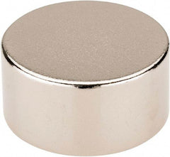 Mag-Mate - 3/4" Diam x 3/8" High Neodymium Rare Earth Magnet - 13.5 Lb Max Capacity, 200°F Max, Nickel Plated - First Tool & Supply