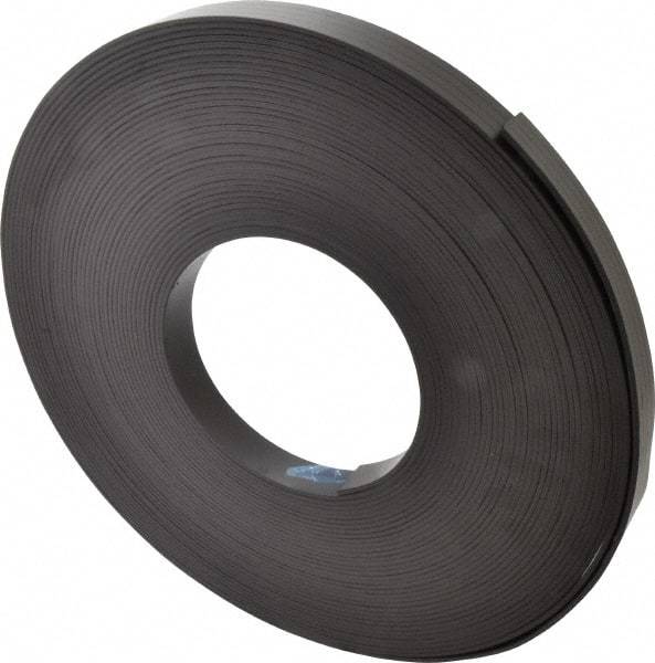 Mag-Mate - 100' Long x 1" Wide x 1/8" Thick Flexible Magnetic Strip - 16 Lb Max Pull Force, 19 Linear Ft/Lb Magnetic Pull Force, Plain Back - First Tool & Supply