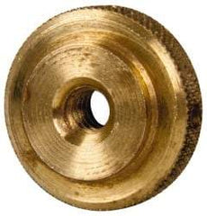 Gibraltar - #10-24 UNC Thread, Uncoated, Brass Round Knurled Check Nut - 1/4" Overall Height, 3/4" Diam x 3/16" Head Height, 1/2" Base Diam - First Tool & Supply