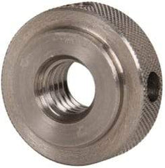 Gibraltar - 3/8-16" UNC Thread, Uncoated, Stainless Steel Round Knurled Check Nut - 3/8" Overall Height, 1" Head Diam, 3/4" Diam x 3/32" Base Height - First Tool & Supply