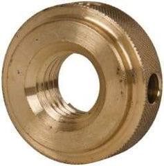 Gibraltar - 5/8-11" UNC Thread, Uncoated, Brass Round Knurled Check Nut - 1/2" Overall Height, 1-3/8" Diam x 3/8" Head Height, 1-1/8" Diam x 1/8" Base Height - First Tool & Supply