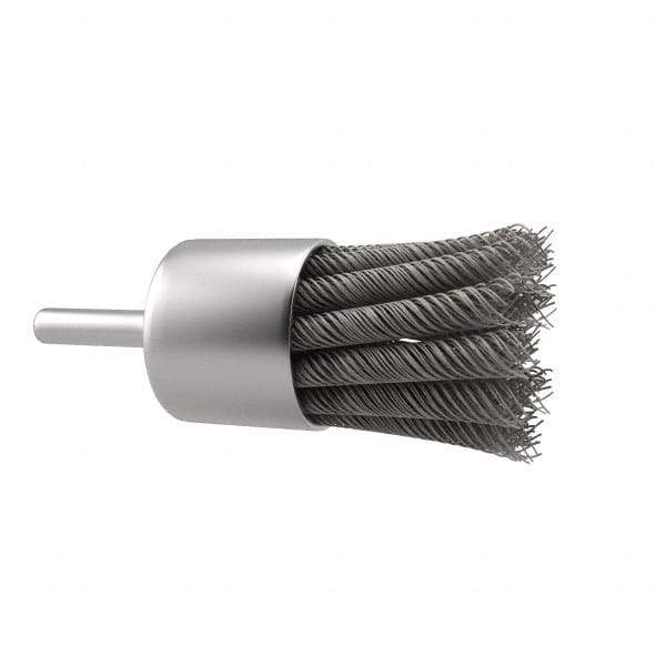 Anderson - 1-1/8" Brush Diam, Knotted, End Brush - 1/4" Diam Shank, 22,000 Max RPM - First Tool & Supply