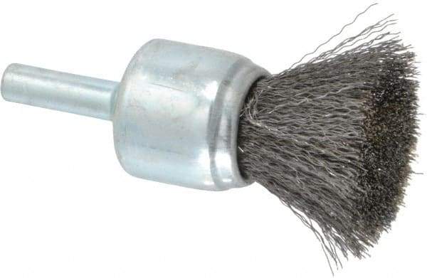 Anderson - 3/4" Brush Diam, Crimped, End Brush - 1/4" Diam Shank, 22,000 Max RPM - First Tool & Supply