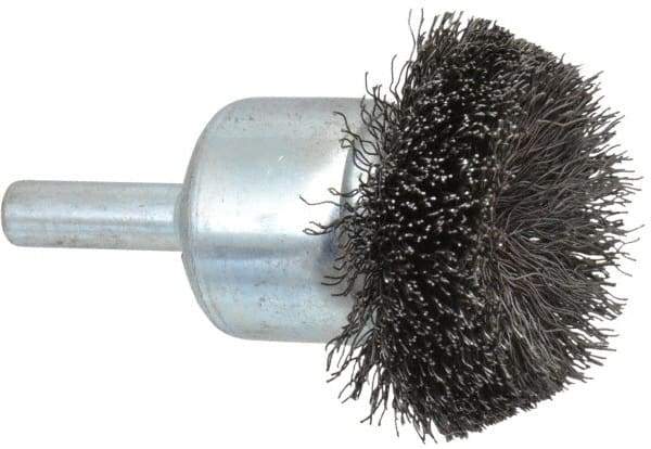 Anderson - 1-1/2" Brush Diam, Crimped, Flared End Brush - 1/4" Diam Shank, 20,000 Max RPM - First Tool & Supply