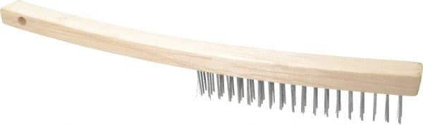 Value Collection - 3 Rows x 19 Columns Bent Handle Scratch Brush - 14" OAL, 1-1/8" Trim Length, Wood Curved Handle - First Tool & Supply