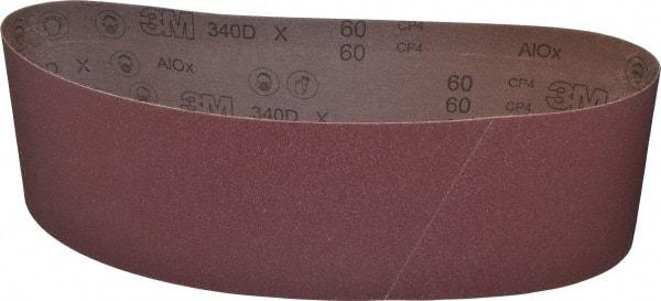 3M - 6" Wide x 48" OAL, 60 Grit, Aluminum Oxide Abrasive Belt - Aluminum Oxide, Medium, Coated, X Weighted Cloth Backing, Series 340D - First Tool & Supply