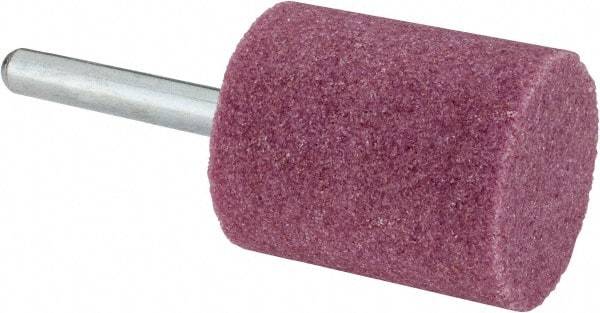 Grier Abrasives - 1-1/4" Head Diam x 1-1/2" Thickness, W231, Cylinder End, Aluminum Oxide Mounted Point - Pink, Medium Grade, 60 Grit, 17,620 RPM - First Tool & Supply