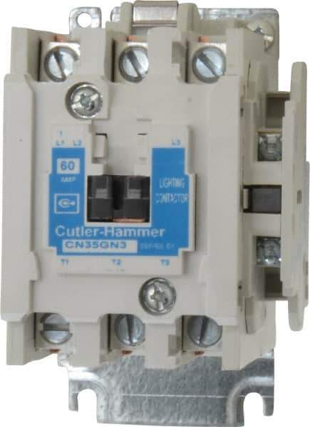 Eaton Cutler-Hammer - No Enclosure, 3 Pole, Electrically Held Lighting Contactor - 60 A at 480 V (Tungsten), 60 A at 600 V (Ballast or Mercury Vapor), 110 VAC at 50 Hz, 120 VAC at 60 Hz - First Tool & Supply