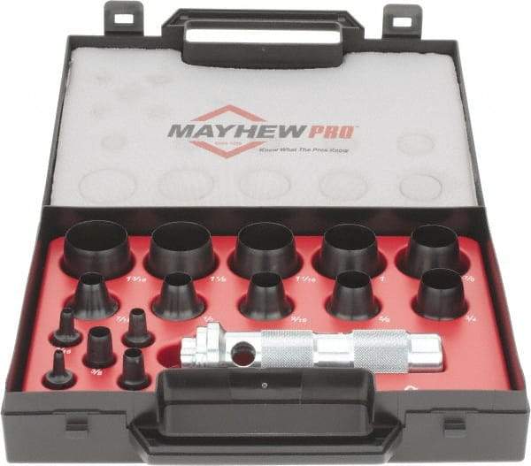 Mayhew - 16 Piece, 1/8 to 1-3/16", Hollow Punch Set - Comes in Plastic Case - First Tool & Supply