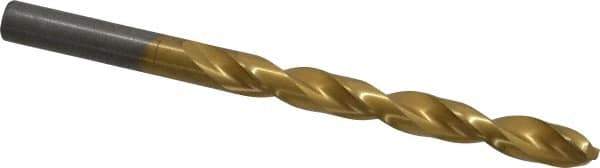 Triumph Twist Drill - 21/64" 135° High Speed Steel Jobber Drill - TiN Finish, Right Hand Cut, Spiral Flute, Straight Shank, 4-5/8" OAL, Split Point - First Tool & Supply