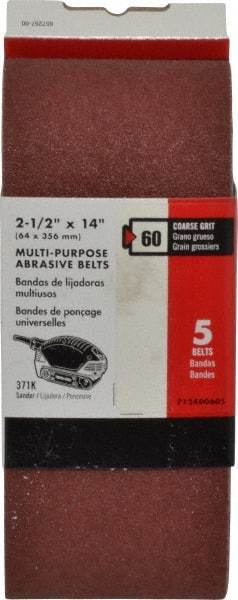 Porter-Cable - 2-1/2" Wide x 14" OAL, 60 Grit, Aluminum Oxide Abrasive Belt - Aluminum Oxide, Medium, Coated, X Weighted Cloth Backing - First Tool & Supply