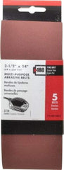 Porter-Cable - 2-1/2" Wide x 14" OAL, 180 Grit, Aluminum Oxide Abrasive Belt - Aluminum Oxide, Fine, Coated, X Weighted Cloth Backing - First Tool & Supply