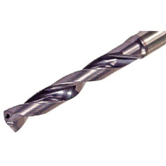 Iscar - 1/2" 140° Solid Carbide Jobber Drill - TiAlN Finish, Right Hand Cut, Spiral Flute, Straight Shank, 4.65" OAL - First Tool & Supply