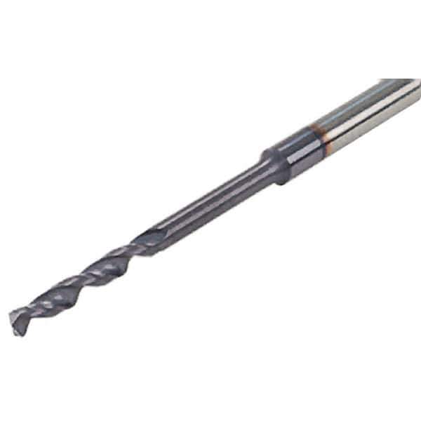 Iscar - 1.1mm 140° Solid Carbide Jobber Drill - TiAlN Finish, Right Hand Cut, Spiral Flute, Straight Shank, 46mm OAL, Standard Point - First Tool & Supply