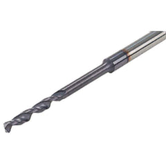 Iscar - 1.1mm 140° Solid Carbide Jobber Drill - TiAlN Finish, Right Hand Cut, Spiral Flute, Straight Shank, 46mm OAL, Standard Point - First Tool & Supply