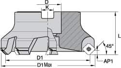 Kennametal - 5 Inserts, 2" Cut Diam, 3/4" Arbor Diam, 0.258" Max Depth of Cut, Indexable Square-Shoulder Face Mill - 0/90° Lead Angle, 1-3/4" High, SPCT 3125.. Insert Compatibility, Series KSSM - First Tool & Supply