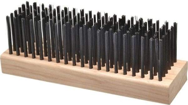Made in USA - 6 Rows x 19 Columns Wire Scratch Brush - 7" OAL, 1-3/4" Trim Length, Wood Straight Handle - First Tool & Supply