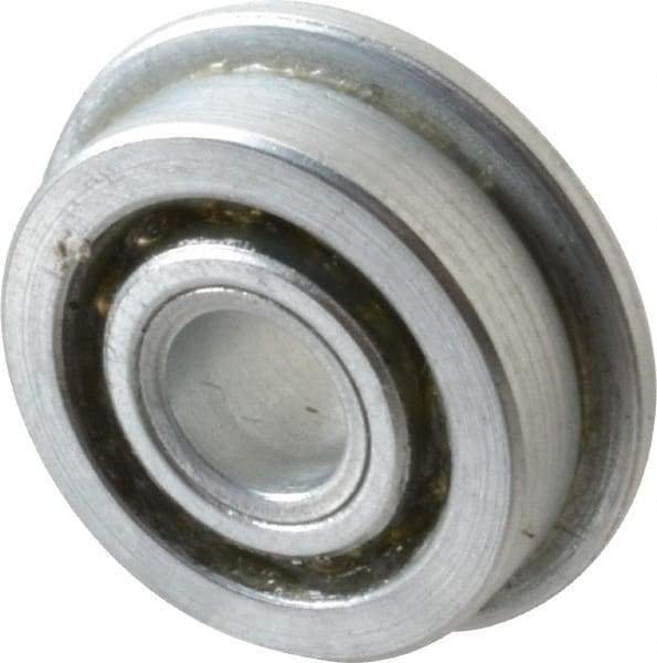 Value Collection - 1/4" Bore Diam, 3/4" OD, Open Unground Full Complement Radial Ball Bearing - With Flange, 1 Row, Round Bore, 287 Lb Dynamic Capacity - First Tool & Supply