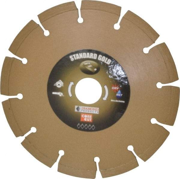 Core Cut - 6" Diam, 20mm Arbor Hole Diam, Wet & Dry Cut Saw Blade - Diamond-Tipped, Standard Round Arbor - First Tool & Supply