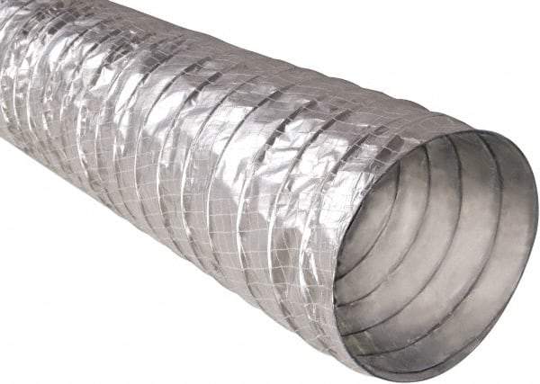 Hi-Tech Duravent - 6" ID, 25' Long, Metalized Film Blower & Duct Hose - Silver, 3" Bend Radius, 0.15 In/Hg, 0.85 Max psi, -20 to 250°F - First Tool & Supply