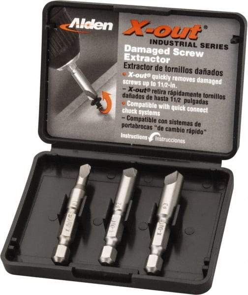 Alden - 3 Piece Quick-Connect Screw Extractor/Drill Set - Screw Range #6 to #14 - First Tool & Supply