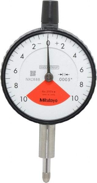 Mitutoyo - 0.02" Range, 10-0-10 Dial Reading, 0.0005" Graduation Dial Drop Indicator - 2-3/16" Dial, 0.028" Range per Revolution, 0.0005" Accuracy - First Tool & Supply