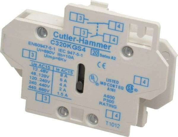 Eaton Cutler-Hammer - Starter Auxiliary Contact - For Use with 10-60A Contactors - First Tool & Supply