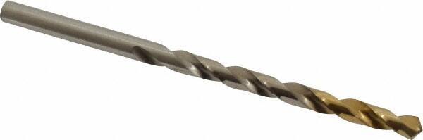 DORMER - #14 118° High Speed Steel Jobber Drill - TiN Finish, Right Hand Cut, Spiral Flute, Straight Shank, 3-3/8" OAL, Split Point - First Tool & Supply