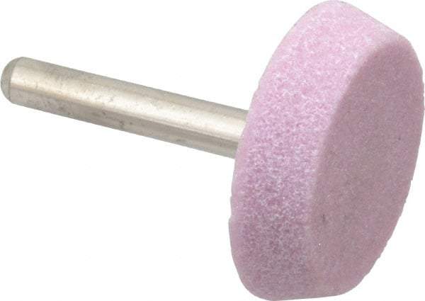 Grier Abrasives - 1-1/2" Head Diam x 3/8" Thickness, A34, Flat Cone End, Aluminum Oxide Mounted Point - Pink, Medium Grade, 60 Grit, 25,470 RPM - First Tool & Supply
