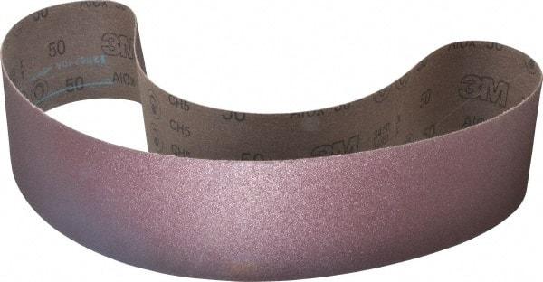 3M - 4" Wide x 54" OAL, 50 Grit, Aluminum Oxide Abrasive Belt - Aluminum Oxide, Coarse, Coated, X Weighted Cloth Backing, Series 341D - First Tool & Supply