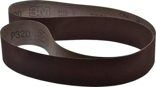 3M - 2" Wide x 60" OAL, 320 Grit, Aluminum Oxide Abrasive Belt - Aluminum Oxide, Extra Fine, Coated, X Weighted Cloth Backing, Series 341D - First Tool & Supply