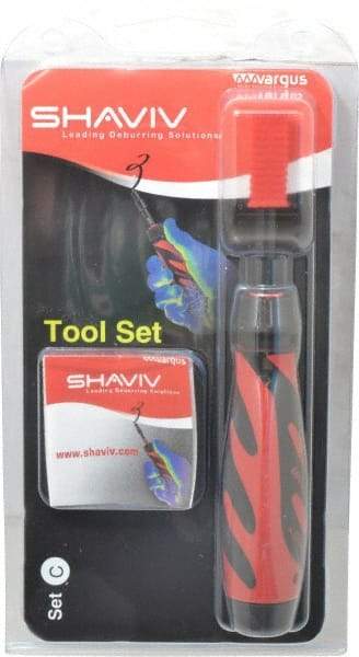 Shaviv - 4 Piece, High Speed Steel Blade, Back Hole Chamfer, Hand Deburring Tool Set - C Blade Holder, For Flat Surface, Hole Edge, Hole Inner Surface, Straight Edge - First Tool & Supply