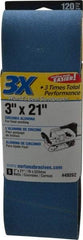 Norton - 3" Wide x 21" OAL, 120 Grit, Zirconia Alumina Abrasive Belt - Zirconia Alumina, Fine, Coated, Y Weighted Cloth Backing, Series 3X - First Tool & Supply