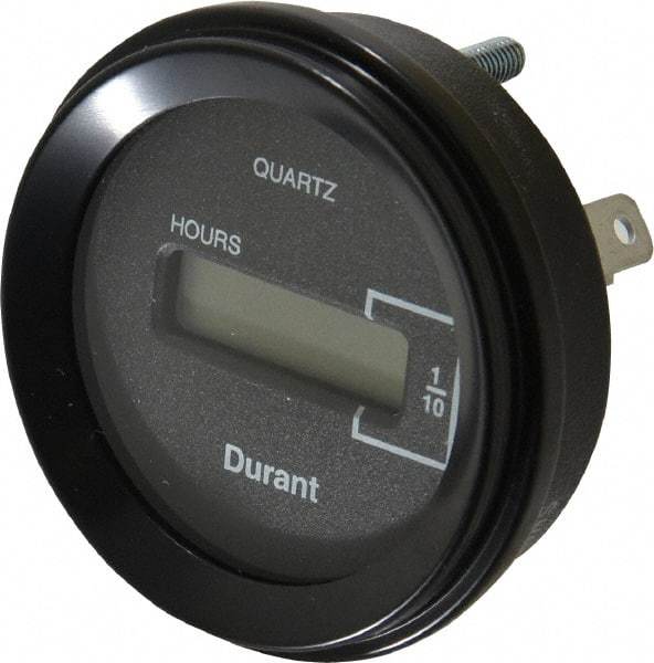 Durant - Supertwist LCD Display Hour Meter - 58.4mm High, 12VDC-60VAC Voltage, Solid State Hourmeter Round - First Tool & Supply