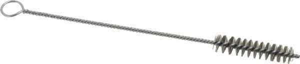 PRO-SOURCE - 2" Long x 7/16" Diam Stainless Steel Twisted Wire Bristle Brush - Single Spiral, 8" OAL, 0.006" Wire Diam, 0.11" Shank Diam - First Tool & Supply