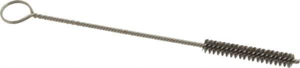 Made in USA - 1-1/2" Long x 1/4" Diam Stainless Steel Twisted Wire Bristle Brush - Double Spiral, 5-1/2" OAL, 0.003" Wire Diam, 0.062" Shank Diam - First Tool & Supply