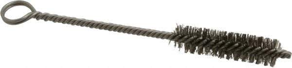 Made in USA - 2" Long x 1/2" Diam Stainless Steel Twisted Wire Bristle Brush - Double Spiral, 5-1/2" OAL, 0.006" Wire Diam, 0.11" Shank Diam - First Tool & Supply