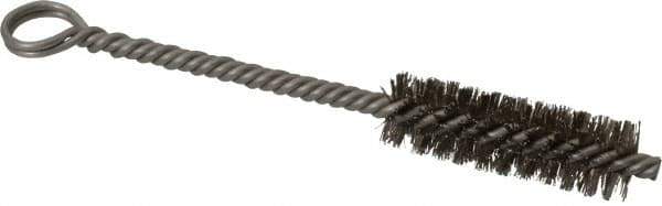 Made in USA - 2" Long x 5/8" Diam Stainless Steel Twisted Wire Bristle Brush - Double Spiral, 5-1/2" OAL, 0.008" Wire Diam, 0.142" Shank Diam - First Tool & Supply