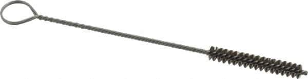 Made in USA - 1-1/2" Long x 1/4" Diam Stainless Steel Twisted Wire Bristle Brush - Double Spiral, 5-1/2" OAL, 0.003" Wire Diam, 0.091" Shank Diam - First Tool & Supply